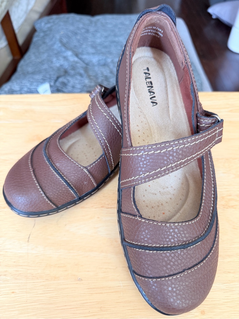 Talenava Brown Mary Jane Comfort Loafers for Women